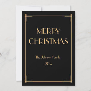 Elegante tarjeta de Navidad Art Deco Merry