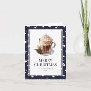 Elegante tarjeta de Navidad Blue Hot Chocolate Mer
