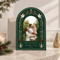 Elegante Tarjeta de Navidad Botánica Paloma