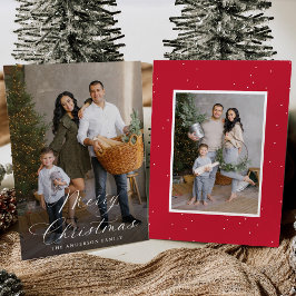 Elegante Tarjeta de Navidad Caligrafía Roja 2 Foto