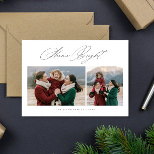 Elegante Tarjeta de Navidad con Brillo 2 Fotos