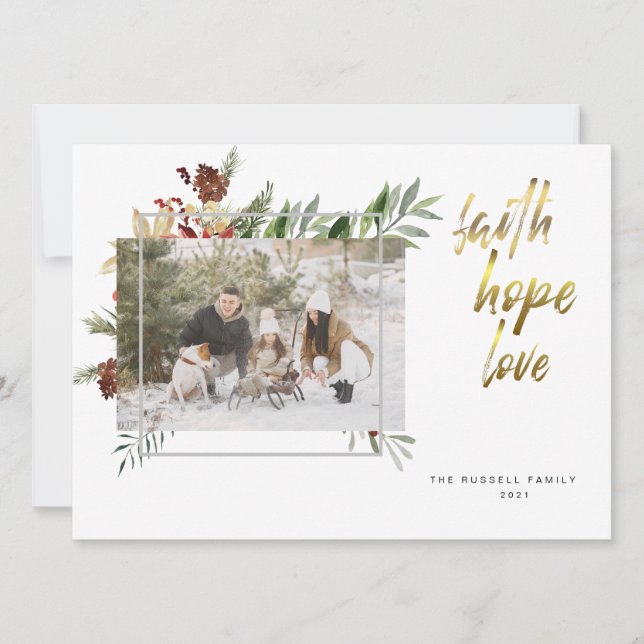 Elegante Tarjeta de Navidad con Caligrafía en Oro  (Anverso)