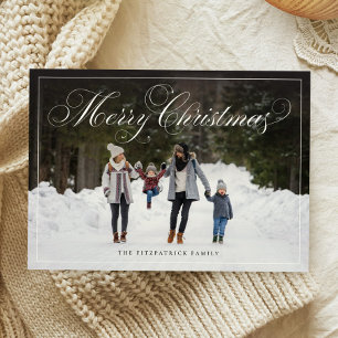 Elegante Tarjeta de Navidad con Cuatro Fotos de Fa