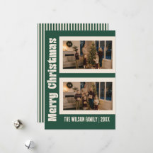 Elegante Tarjeta de Navidad con Dos Fotos en Crema