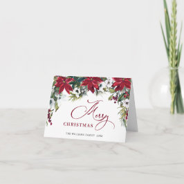 Elegante tarjeta de Navidad con flor de Nochebuena