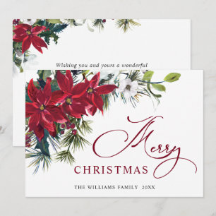 Elegante tarjeta de Navidad con flor de Nochebuena