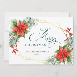 Elegante tarjeta de Navidad con flor de Nochebuena