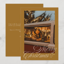 Elegante Tarjeta de Navidad con Foto Amarilla en L