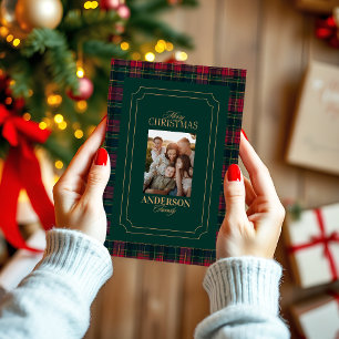 Elegante tarjeta de Navidad con foto familiar de c