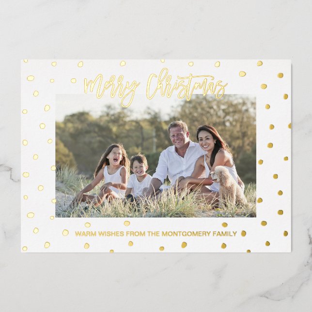 Elegante Tarjeta de Navidad con Foto Personalizada (Anverso)