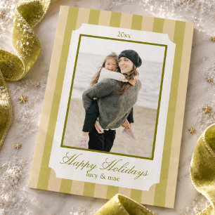 Elegante tarjeta de Navidad con foto y raya chartr