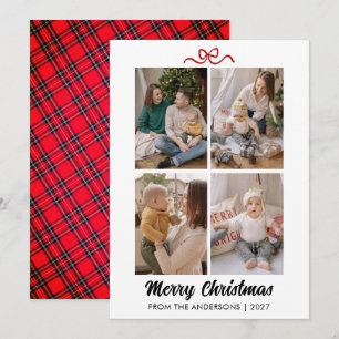 Elegante Tarjeta de Navidad con Guión Rojo para Co