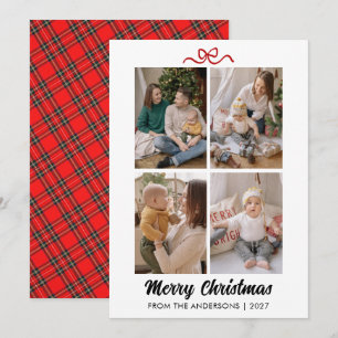 Elegante Tarjeta de Navidad con Guión Rojo para Co