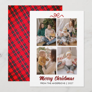 Elegante Tarjeta de Navidad con Guión Rojo para Co