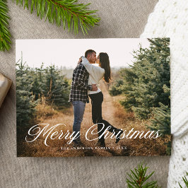 Elegante tarjeta de Navidad con letra de caligrafí