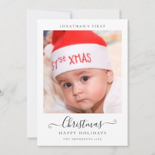Elegante tarjeta de Navidad con letra para la prim