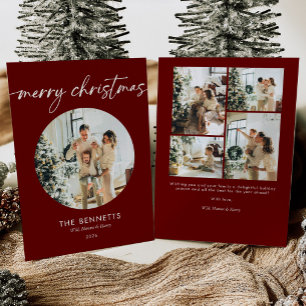 Elegante Tarjeta de Navidad con Letra Roja y Múlti