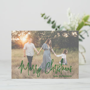 Elegante Tarjeta de Navidad con Letra Verde