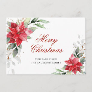Elegante tarjeta de Navidad con poinsettia y muérd