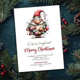 Elegante Tarjeta de Navidad con Santa Claus divert