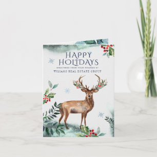 Elegante Tarjeta de Navidad Corporativa con Ciervo