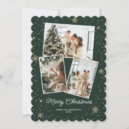 Elegante tarjeta de navidad de Collage de fotos ve