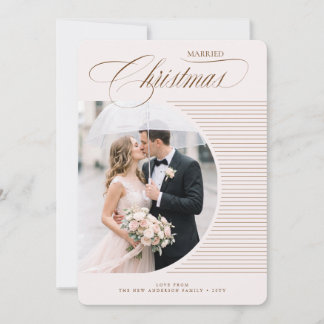 Elegante Tarjeta de Navidad de Primera Boda con Le