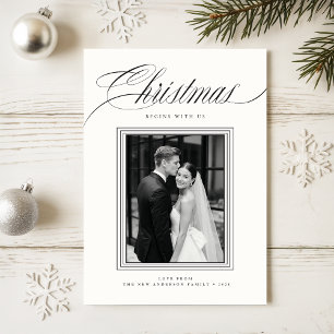 Elegante Tarjeta de Navidad en Blanco y Negro para