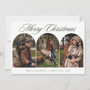Elegante Tarjeta de Navidad Familiar con 6 Fotos e