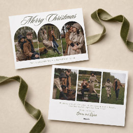 Elegante Tarjeta de Navidad Familiar con 6 Fotos e