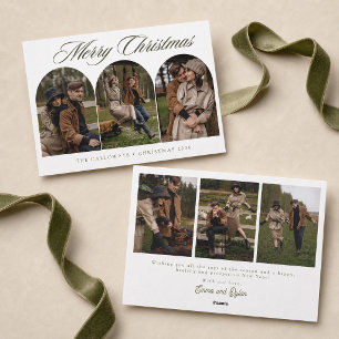 Elegante Tarjeta de Navidad Familiar con 6 Fotos e