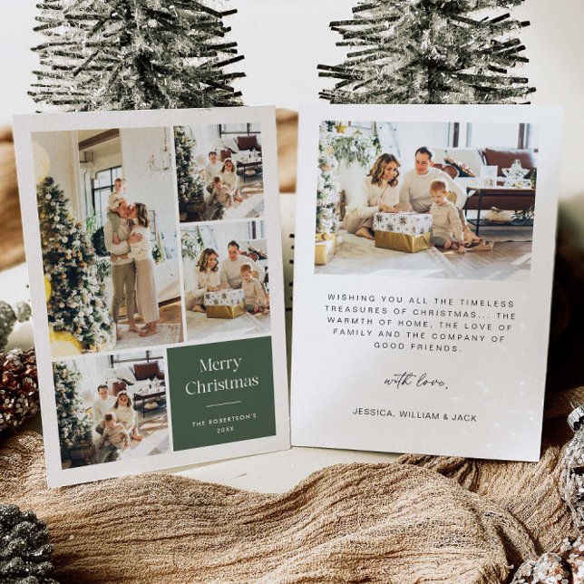 Elegante tarjeta de Navidad familiar con varias fo (Subido por el creador)