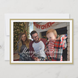 Elegante Tarjeta de Navidad Familiar Horizontal co