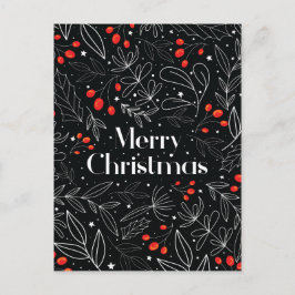 Elegante tarjeta de Navidad Floral Merry