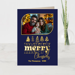 Elegante Tarjeta de Navidad Foto Dibujada a Mano A