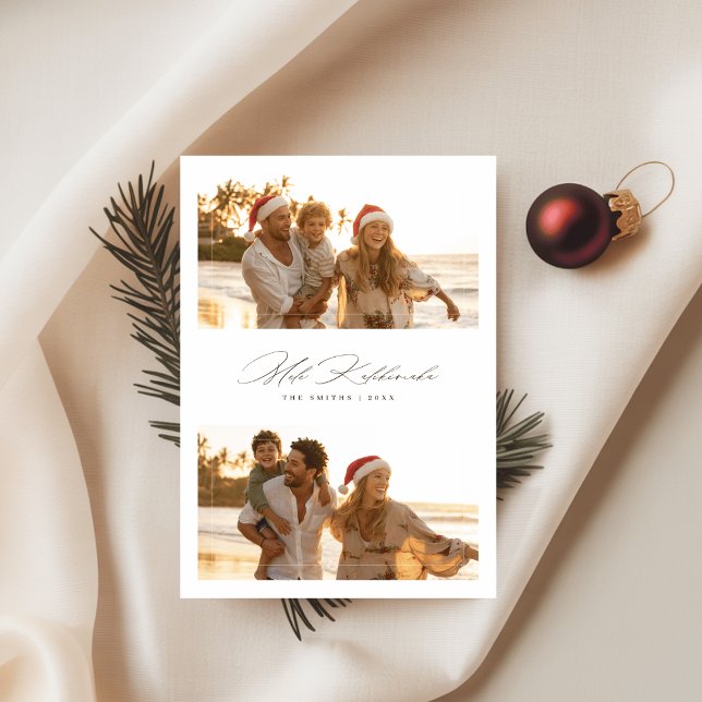 Elegante tarjeta de Navidad Mele Kalikimaka con fo (Subido por el creador)