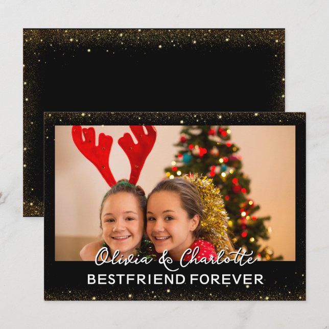 Elegante tarjeta de Navidad personalizada con foto (Anverso / Reverso)