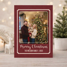 Elegante Tarjeta de Navidad Roja Personalizada con