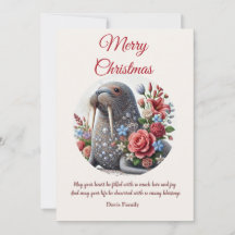 Elegante Tarjeta de Navidad Walrus Merry