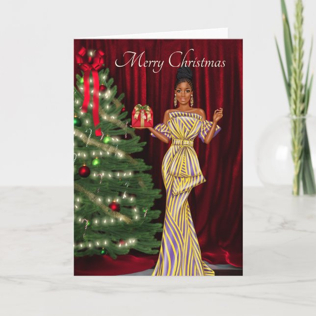 Elegante tarjeta de Navidades afroamericanos (Anverso)