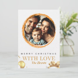 Elegante tarjeta de Navidades blancos y dorados co
