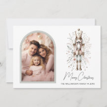 Elegante Tarjeta de Navidades Botánicos Nutcracker