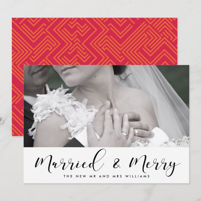 Elegante tarjeta de Navidades casados y de pareja  (Anverso / Reverso)