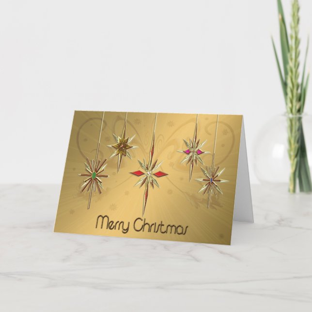 Elegante tarjeta de Navidades con adornos (Anverso)
