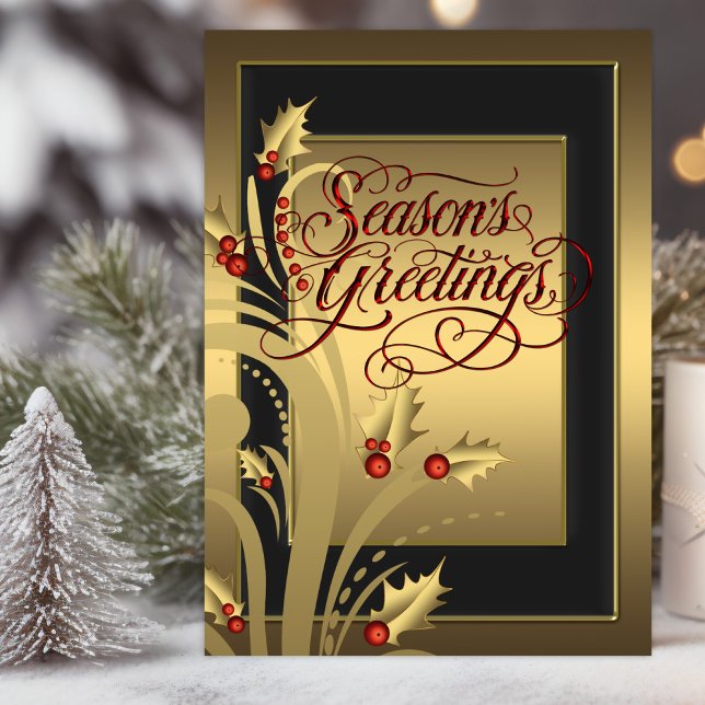 Elegante tarjeta de Navidades cristianos Red Gold  (Beautiful red black and gold Christmas card with scripture verses on the inside.)