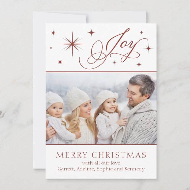 Elegante Tarjeta de Navidades de Alegría Guiada po (Anverso)