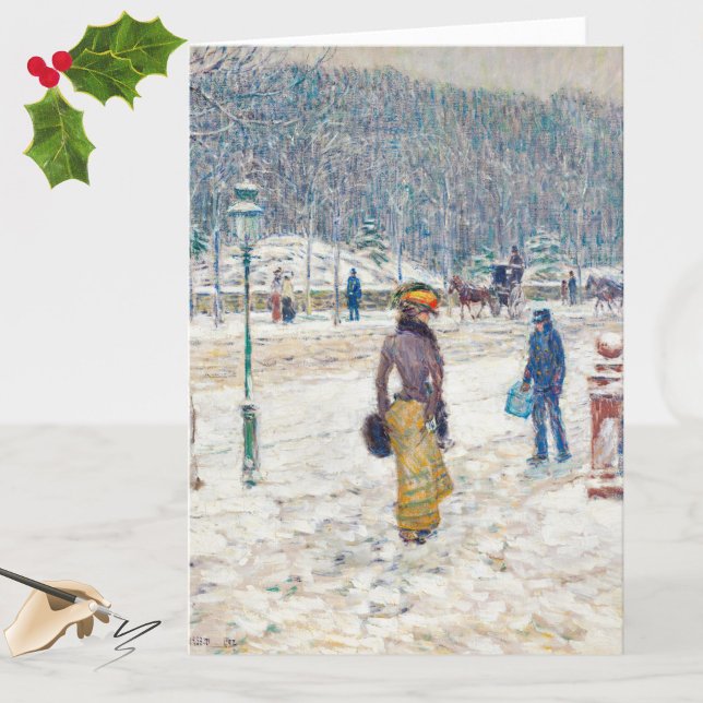 Elegante tarjeta de Navidades de arte de Nueva Yor (An elegant Christmas greeting with vintage charm. Message inside may be personalized.)