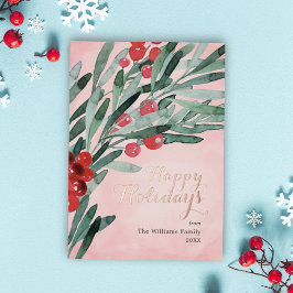 Elegante Tarjeta de Navidades de Berry Happy Holid