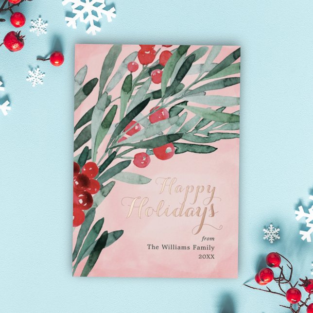 Elegante Tarjeta de Navidades de Berry Happy Holid (Subido por el creador)
