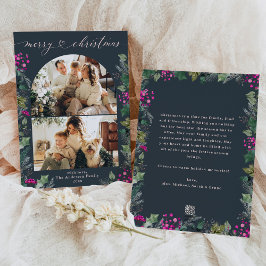 Elegante tarjeta de Navidades de foto de color ros